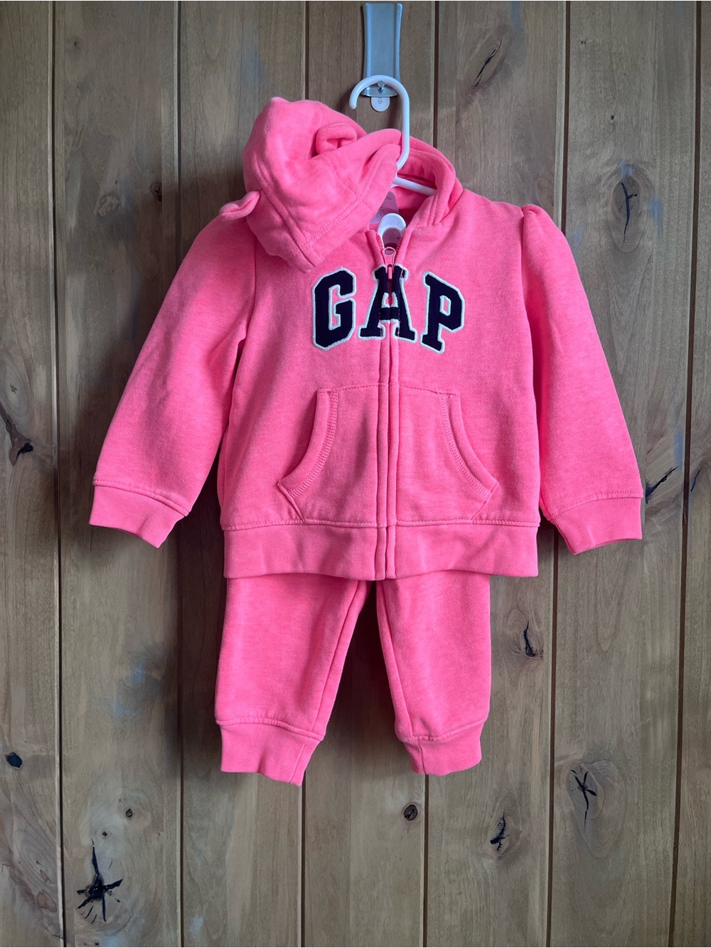 GAP Toddler Bright Pink Hooded Zip Sweatshirt & Pants Set - 12-18 months